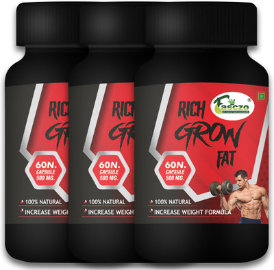 Fasczo Rich Grow Muscle Gainer Product, Weight Gain Capsule, Mass Protein Supplement Weight Gainers/Mass Gainers(180 Capsules, No Flavour)