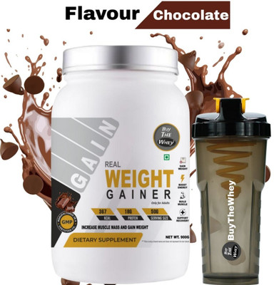 BUY THE WHEY Real Weight Gainer | Lab Tested | Pure Gainer | For Adults With Shaker - Weight Gainers/Mass Gainers(900 g, CHOCOLATE)
