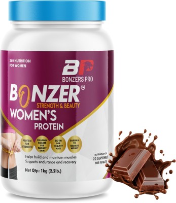 bonzers pro Women Whey Protein to support in Bone Joint Heart Hair Nails Whey Protein(1 kg, CHOCOLATE)