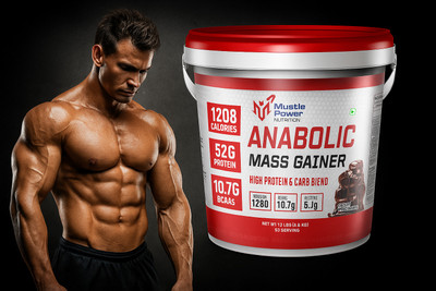 Muscle Power ANABOLIC MASS GAINER HIGH PROTEIN & CARB BLEND 10LBS BUCKET Weight Gainers/Mass Gainers(4.5 kg, CHOCOLATE)