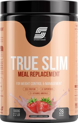 Sparkfusion True Slim Protein Powder MealReplacement Shak WeightControl Strawberry&Cream 1kg Protein Shake(1 kg, Strawberry & Cream)