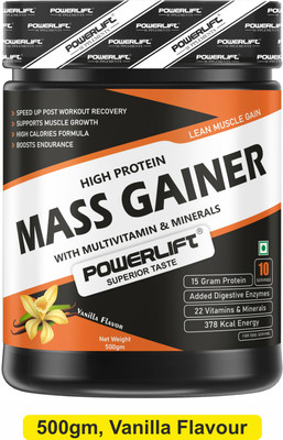 POWERLIFT Mass Gainer For Muscle Gain, High Protein with Vitamins & Minerals Weight Gainers/Mass Gainers(500 g, Vanilla)