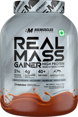BIGMUSCLES NUTRITION Real Mass Weight Gainers/Mass Gainers(3 kg, Chocolate)