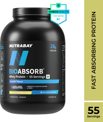 Nutrabay BioAbsorb Whey Protein | India's 1st Fast Absorbing Whey with ProDiFi Blend Whey Protein(2000 g, Kesar Badam Pista)