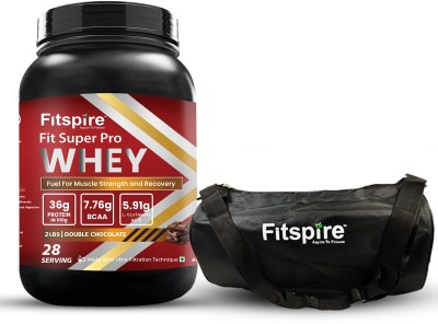 Fitspire Fit Super Pro Whey Protein with Gym Bag | 35g Protein per 100g Serving | Whey Protein(907 g, Doube Chocolate)