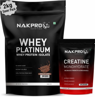 Nakpro Platinum Whey Protein Isolate-2Kg Chocolate + Creatine-250g Unflavored | Combo Whey Protein(2.25 kg, Chocolate)