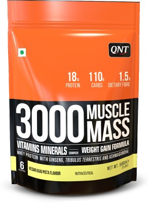 QNT Muscle Mass 3000 | Weight & Muscle Gainer Supplement | 908g | Kesar kaju Pista Weight Gainers/Mass Gainers(908 g, Kesar kaju Pista)