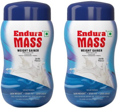 Endura Mass Powder Weight Gainers/Mass Gainers(2000 g, Pack of 2 - Vanilla)