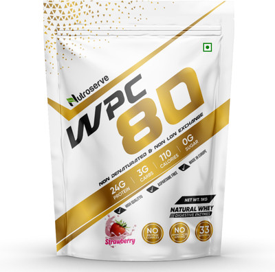 nutroserve WPC 80 Whey Protein for Bulk | Mass Gainer | Weight Gainer Whey Protein(1 kg, STRAWBERRY)