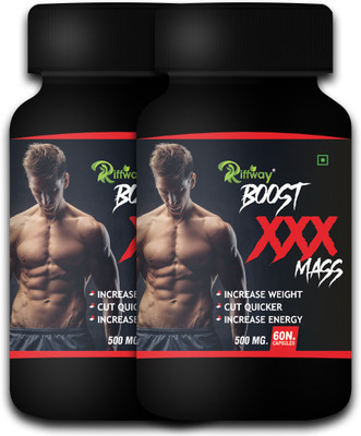 Riffway Boost 3X Advance Mass Gainer for Muscles | Men & Women | Weight Gain Capsule Weight Gainers/Mass Gainers(120 Capsules, No Flavour)