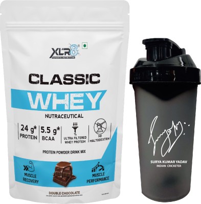 XLR8 Classic, 24 g, 5.5 BCAA, No Maltodextrin With Shaker Whey Protein(2 pounds, Double Chocolate)