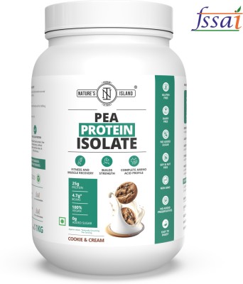 Nature's island Plant Protein - Pea Protein Isolate 1 KG (25 G Protein,4.7 G BCAAs, 0G Sugar) Plant-Based Protein(1 kg, Cookie & Cream)