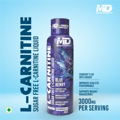 Muscle Dominator Carnitine Liquid 3000 mg L-Carnitine 500 mg L-Arginine Energy Bars 450 ml Blue Berry