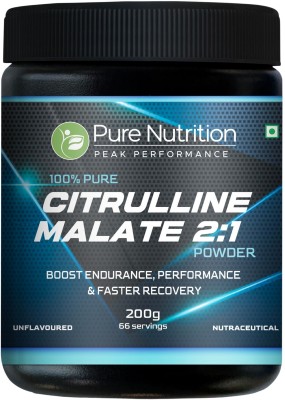 Pure Nutrition L-Citrulline DL Malate 2:1 Powder Boosts Nitric Oxide, Muscle Recovery EAA (Essential Amino Acids)(200 g, Unflavoured)