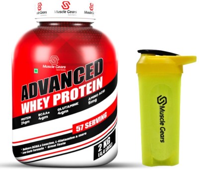 Muscle Gears Advanced Whey Protein with Typhoon Blender Shaker Sipper Bottle. Whey Protein(2 kg, Cookies & Cream)