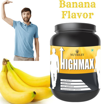 NUTRILEY Highmax Height Increase Powder Height Supplement Height Growth Powder Protein Weight Gainers/Mass Gainers(1 kg, Banana Flavour)