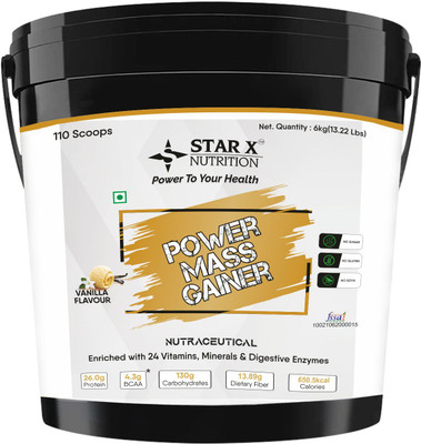 Star X nutrition Power Mass Gainer, Weight Gainers/Mass Gainers(6 kg, Vanilla)