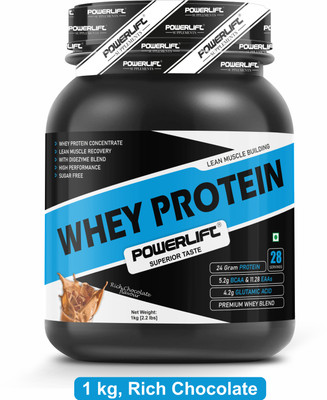 POWERLIFT Whey protein 24G protein, 5.2G BCAA, | Raw Whey From USA | With Digezyme Blend Whey Protein(1 kg, Rich Chocolate)