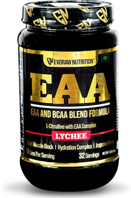EVORAW NUTRITION EAA(Lychee)-Citrulline,Taurine,Theanine-Pump,focus & Hydration EAA (Essential Amino Acids)(450 g, Lychee)