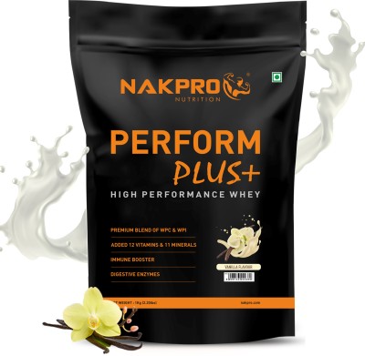 Nakpro PERFORM PLUS+ | 24g Protein | Concentrate & Isolate with Digestive Enzymes Whey Protein(1 kg, Vanilla)