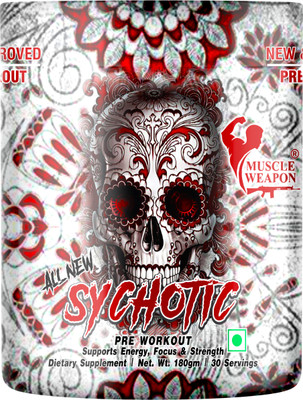 Muscle Weapon Sychotic Preworkout 30 servings| Energy | Focus | Pump Pre Workout(180 g, Mango Delight)