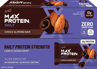 RiteBite Max Protein Daily Choco Almond 10g Protein Bars with 5g Fiber, 0 Added Sugar Protein Bars(1200 g, Choco Almond)