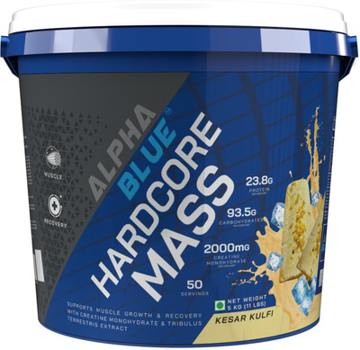 ALPHABLUE Supports Muscle Growth & Recovery With Creatine Monohydrate Hardcore Weight Gainers/Mass Gainers(5 kg, Kesar Kulfi)