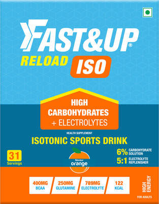 FAST&UP Reload Isotonic Supplement | 5 Hydrating Electrolytes, Added BCAA & Glutamine BCAA(1 kg, Orange)