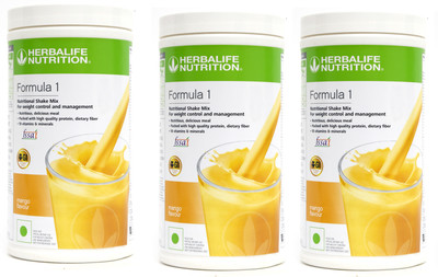 HERBALIFE Formula 1 Mango Flavor Nutritional Shake Mix Plant-Based Protein (pack of 3) Plant-Based Protein(1500 g, Mango)