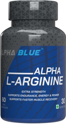 ALPHABLUE Alpha L-Arginine Capsules | Extra Strength Supports Endurance & Energy EAA (Essential Amino Acids)(60 Capsules, Faster Muscle Recovery)