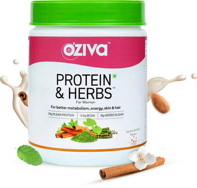 OZiva Protein & Herbs for Women |Manage Weight & Metabolism| Reduce Body Fat |No Sugar Whey Protein(400 g, Vanilla Almond)