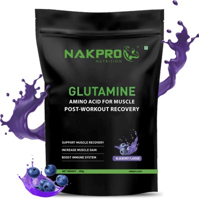 Nakpro L-Glutamine Powder ,Post Workout Muscle Recovery & Healthy Immune Supplement Glutamine(250 g, Blueberry)