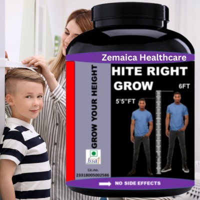 Zemaica Healthcare Hite Right Grow | Height Increasing Height Growth | Capsule| Height after 18 | Plant-Based Protein(30 Capsules, unflavoured)