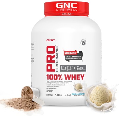 GNC PRO PERFORMANCE WHEY 4LBS 1.81KG (VANILLA CREAM) Whey Protein(1.81 kg, VANILLA)