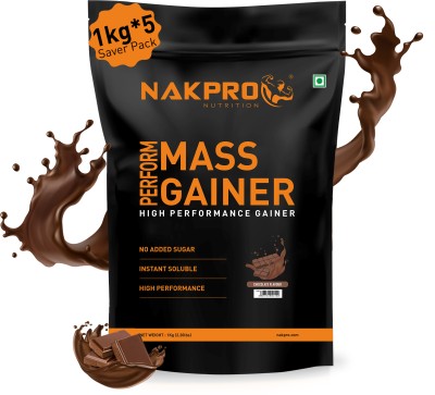 Nakpro Perform MassGainer High Protein&High Calorie Protein Powder 1kg*5(5Kg Chocolate) Weight Gainers/Mass Gainers(5 kg, Chocolate)