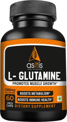 AS-IT-IS Nutrition L-Glutamine 1000mg, 60 Capsules| Muscle Recovery | Zero Fillers | Lab-Tested Glutamine(60 No, unflavored)