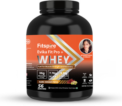 Fitspire Evika Super Pro Plus | Muscle Growth | 36g Protein | 7.8g BCAA | Whey Protein Whey Protein(1800 g, Kesar Pista)
