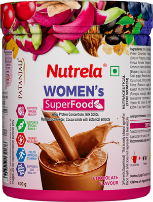 NUTRELA Womens Superfood with Biofermented Vitamins, 400g Whey Protein(400 g, chocolate)