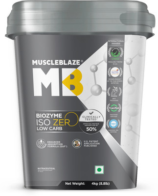 MUSCLEBLAZE Biozyme Iso-Zero, Low Carb Isolate, 27 g Per Scoop Whey Protein(4 kg, Ice Cream Chocolate)