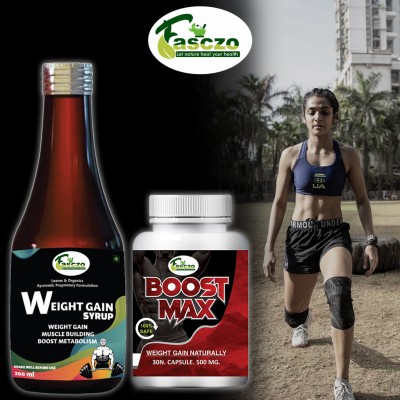 Fasczo Max Weight Gain Capsule [30] & Weight Gain Syrup Combo Pack For Xtra Protein Whey Protein(200 ml, No Flavour)