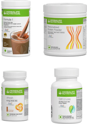 HERBALIFE COMBO CELL-U-LOSS AND FORMULA 1 Chocolate , PP Powder 200 G , Afresh - Lemon Protein Shake(400 g, chocolate and cinnamon)