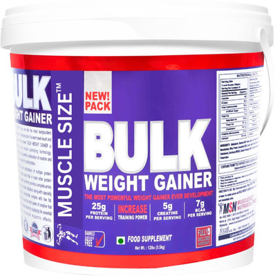 MUSCLE SIZE Bulk Weight Gainer (11lbs) The Most Powerful Weight Gainer Weight Gainers/Mass Gainers(5 kg, STRAWBERRY)