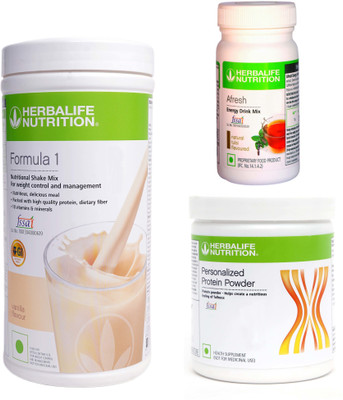 HERBALIFE Formula-1 Shake Vanilla With Protein Powder 200Gram & Afresh Tulsi For Weight Loss Plant-Based Protein(750 g, Vanilla)