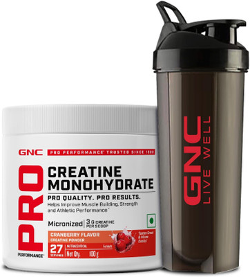 GNC Creatine Monohydrate With Black Shaker (750ml) Creatine(100 g, Cranberry)