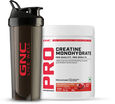 GNC Creatine Monohydrate With Black Shaker (750ml) Creatine(400 g, Cranberry)