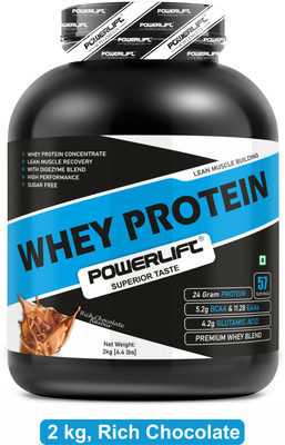 POWERLIFT Whey Protein Concentrate 24g Protein, 5.2g BCAA with Enzyme Blend Whey Protein(2 kg, Rich Chocolate)