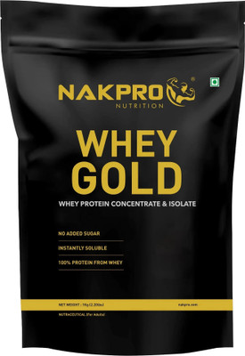Nakpro Gold Whey Protein Concentrate & Isolate, 25.5g Protein, Trustified Certified Whey Protein(1 kg, Chocolate)