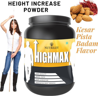 NUTRILEY Highmax Height Increase Powder Height Increase Powder Kesar Pista Badam Flavor Weight Gainers/Mass Gainers(500 g, Kesar Pista Badam)