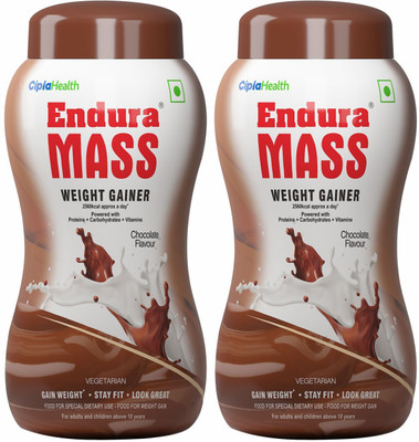 Endura Mass Weight Gainers/Mass Gainers(2000 g, Pack of 2 - Chocolate)