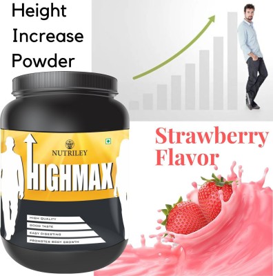 NUTRILEY Highmax Height Increase Powder Height Increase Supplement Strawberry Flavor Weight Gainers/Mass Gainers(500 g, Strawberry)